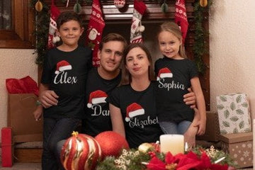 Personalized Matching Family Christmas Santa Hat Shirts