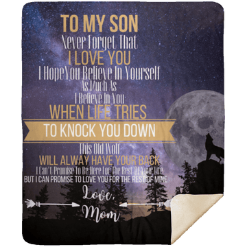 To My Son Love Mom Sherpa Blanket 50x60
