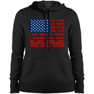 Proud Female Veteran Ladies' Pullover Hooded Sweatshirt