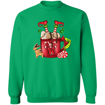 Coffee Cup Elf Crewneck Pullover Sweatshirt