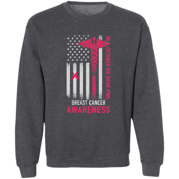 Breast Cancer Flag Unisex Crewneck Pullover Sweatshirt