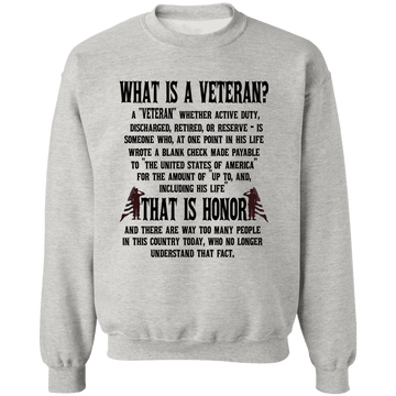 What is a Veteran? Men's Pullover Crewneck Sweatshirt 8 oz