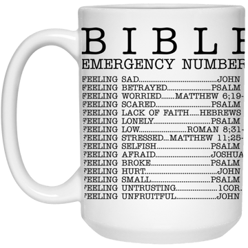 BIBLE Emergency numbers 15oz Mug