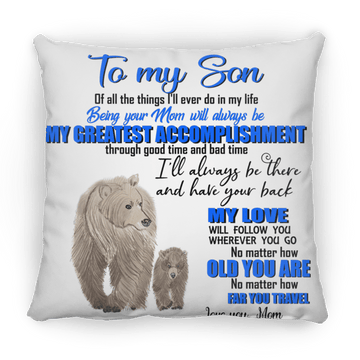 To My Son Large Square Pillow