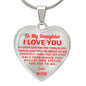 To My Daughter Love Mom - Heart Pendant Necklace