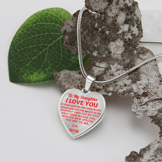To My Daughter Love Mom - Heart Pendant Necklace