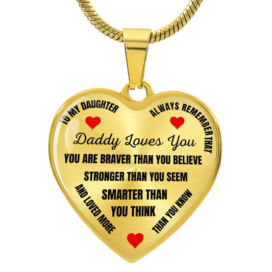 To My Daughter Love Dad - Heart Pendant Necklace