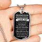 To My Grandson Dog Tag Necklace Love Grandma
