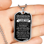 To My Grandson Dog Tag Necklace Love Grandpa