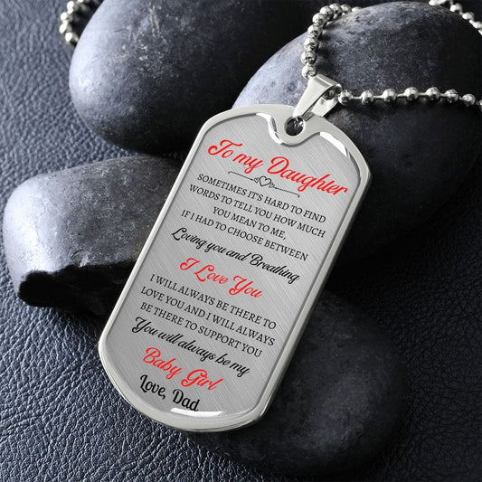 To My Daughter Love Dad - Dog Tag Necklace