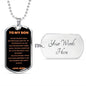 To My Son Dog Tag Necklace Love Mom
