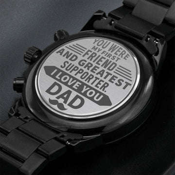 To My Dad - Engraved Design Black Chronograph Watch