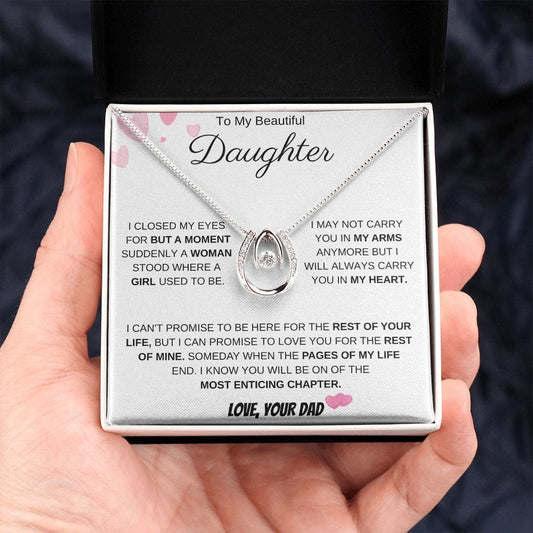 To My Beautiful Daughter Love Dad - Lucky in Love Necklace