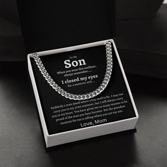 To My Son Love Mom - Cuban Link Necklace