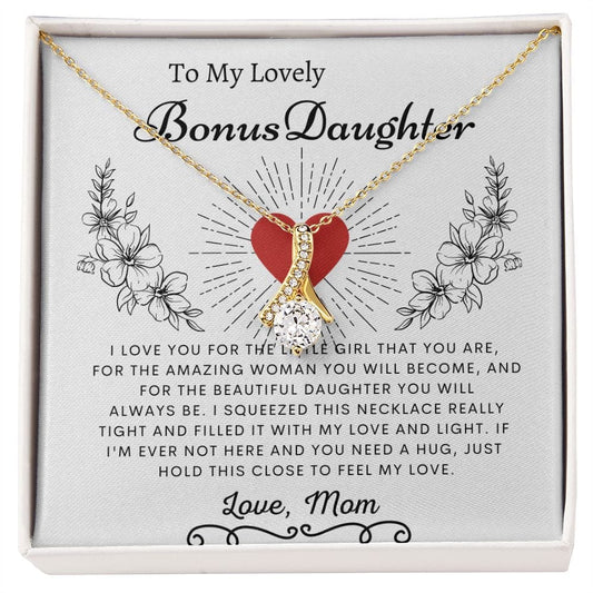 To My Lovely Bonus Daughter Love Mom - Alluring Beauty Necklace