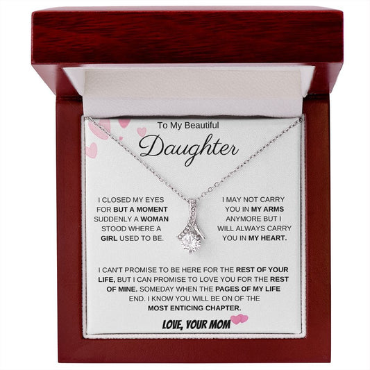 To My Beautiful Daughter Love Mom- Alluring Beauty Necklace
