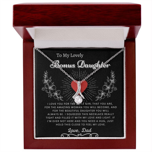 To My Lovely Bonus Daughter Love Dad- Alluring Beauty Necklace
