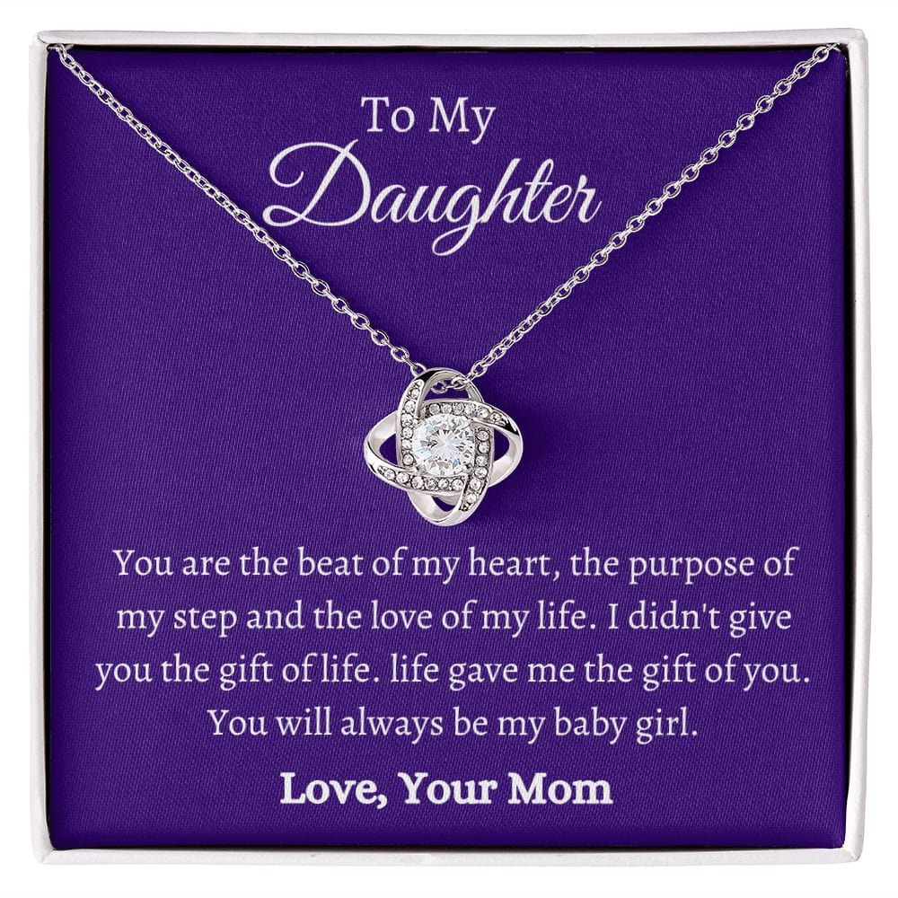 To My Daughter Love Mom - Love Knot Necklace