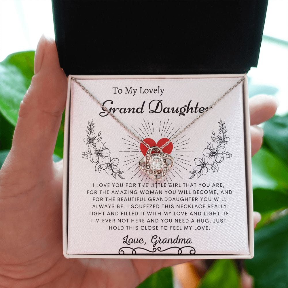 To My Lovely Grand Daughter Love Grandma- Love Knot Necklace