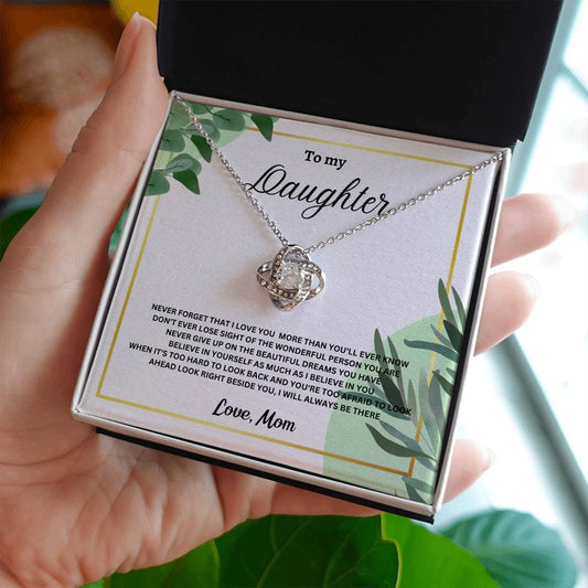 To My Daughter Love Knot Necklace - Love Mom