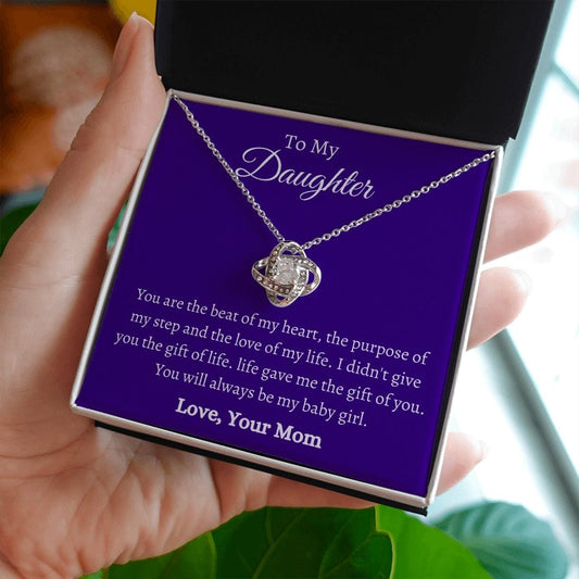 To My Daughter Love Mom - Love Knot Necklace