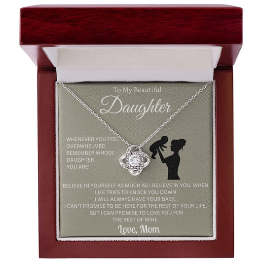 To My Beautiful Daughter Love Mom - Love Knot Necklace