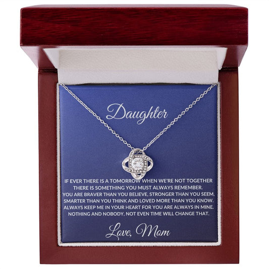 To My Daughter Love Knot Necklace - Love Mom