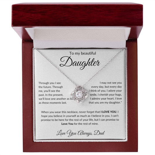 To My Beautiful Daughter Love Dad - Love Knot Necklace