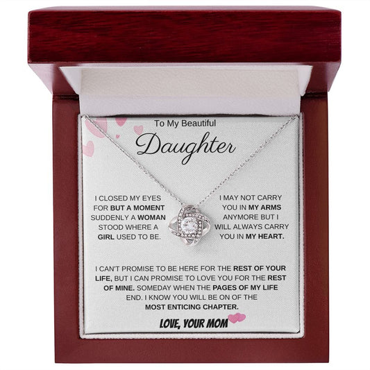 To My Beautiful Daughter Love Mom - Love Knot Necklace
