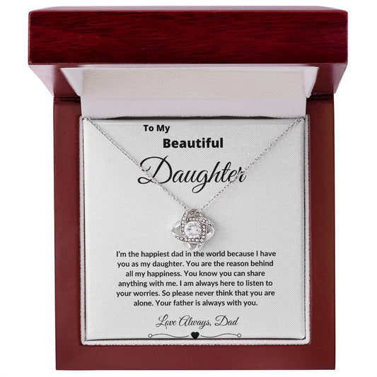 To My Beautiful Daughter Love Dad - Love Knot Necklace