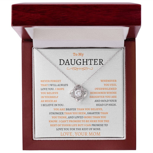 to My Daughter Love Mom - Love Knot Necklace