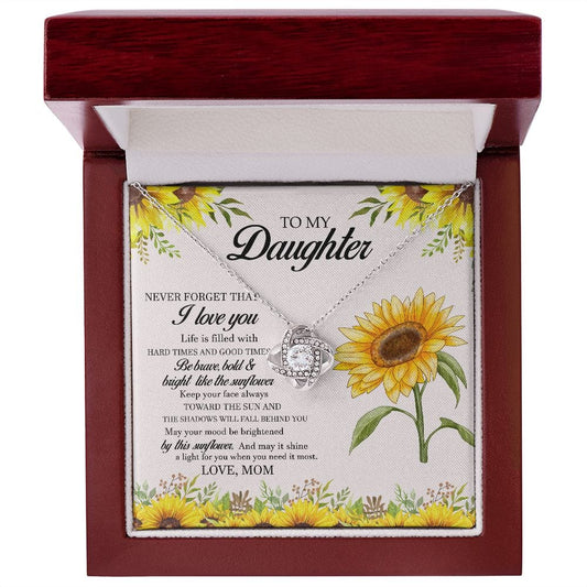 To My Daughter Love Mom- Love Knot Necklace