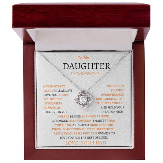 To My Daughter Love Dad- Love Knot Necklace