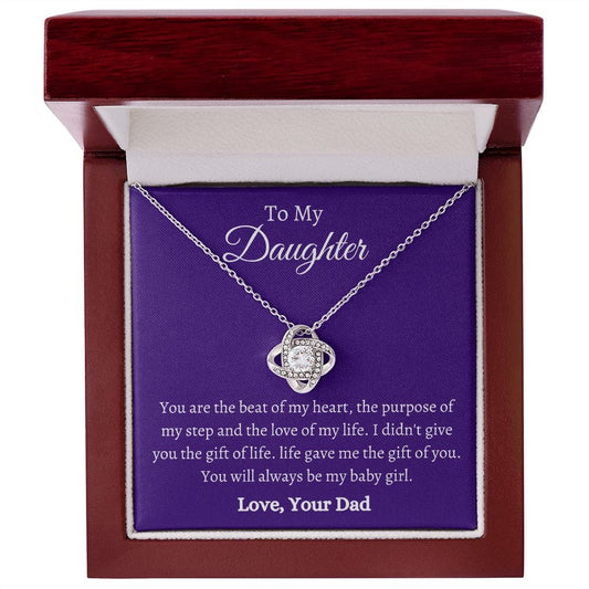 To My Daughter Love Dad- Love Knot Necklace