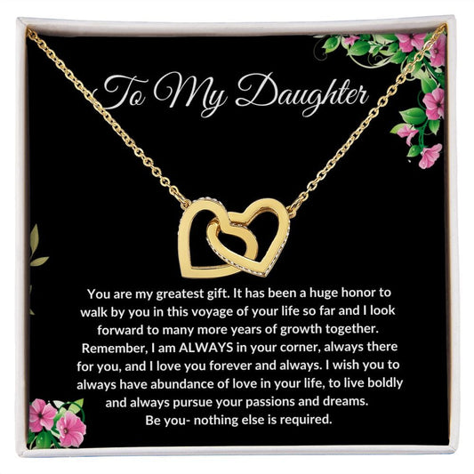 To My Daughter - Interlocking Heart Necklace