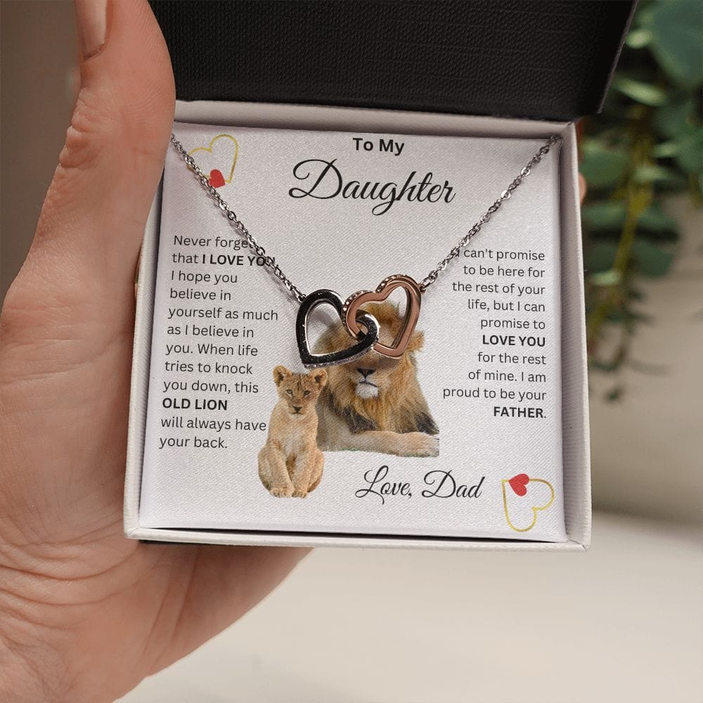 To My Daughter Love Dad - Interlocking Hearts Necklace