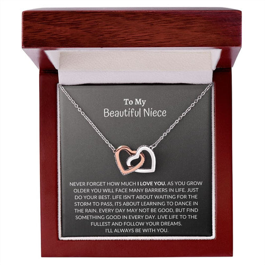 To My Beautiful Niece - Interlocking Hearts Necklace