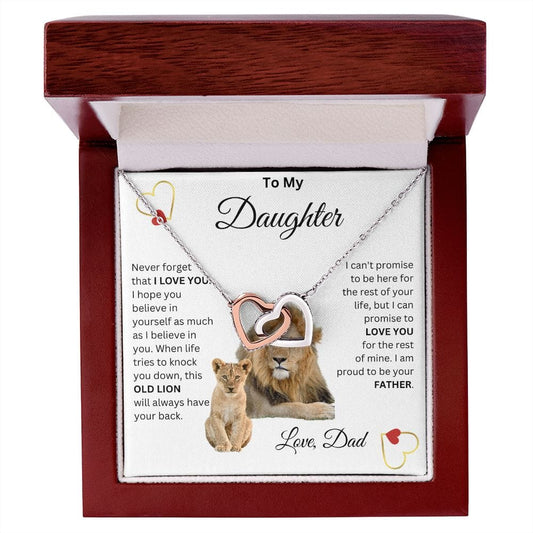 To My Daughter Love Dad - Interlocking Hearts Necklace