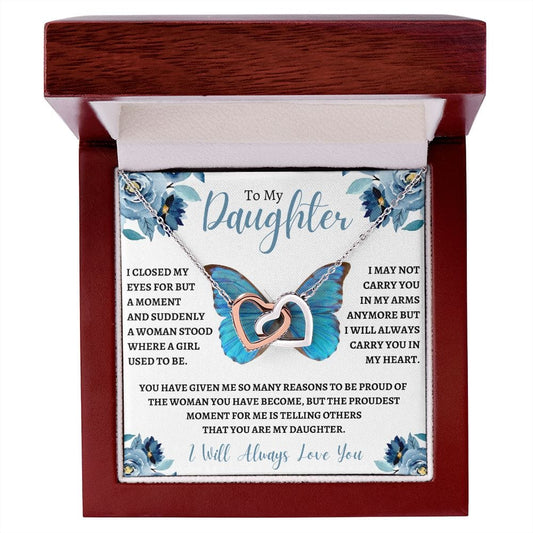 To My Daughter - Interlocking Hearts Necklace