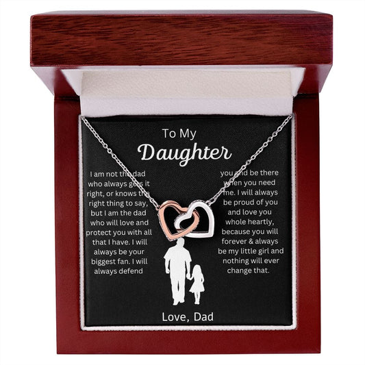 To My Daughter Love Dad - Interlocking Hearts Necklace