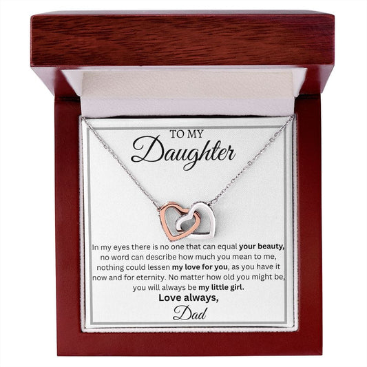 To My Daughter Love Dad- Interlocking Hearts Necklace
