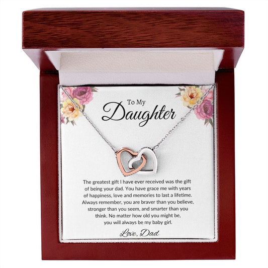 To My Daughter Love Dad - Interlocking Hearts Necklace