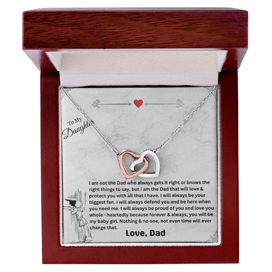 To My Daughter Love Dad - Interlocking Hearts Necklace