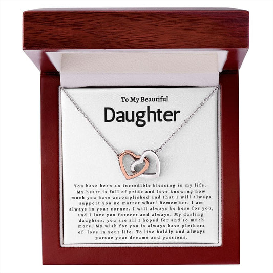 To My Beautiful Daughter - Interlocking Hearts Necklace