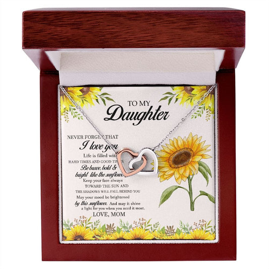 To My Daughter Love Mom- Interlocking hearts Necklace