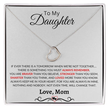 To My Daughter Delicate Heart Necklace - Love Mom