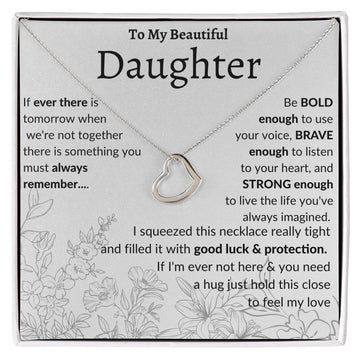 To My Beautiful Daughter Delicate Heart Necklace
