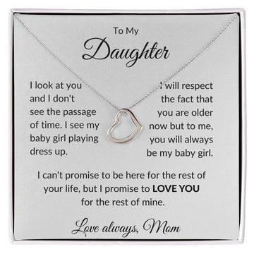 To My Daughter Love Mom - Delicate Heart Necklace