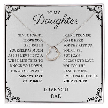 To My Daughter Love Dad - Delicate Heart Necklace