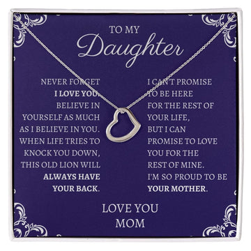 To My Daughter Love Mom - Delicate Heart Necklace